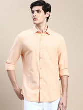 Men Orange Solid Casual Shirt-SWALLOW-1765-Orange